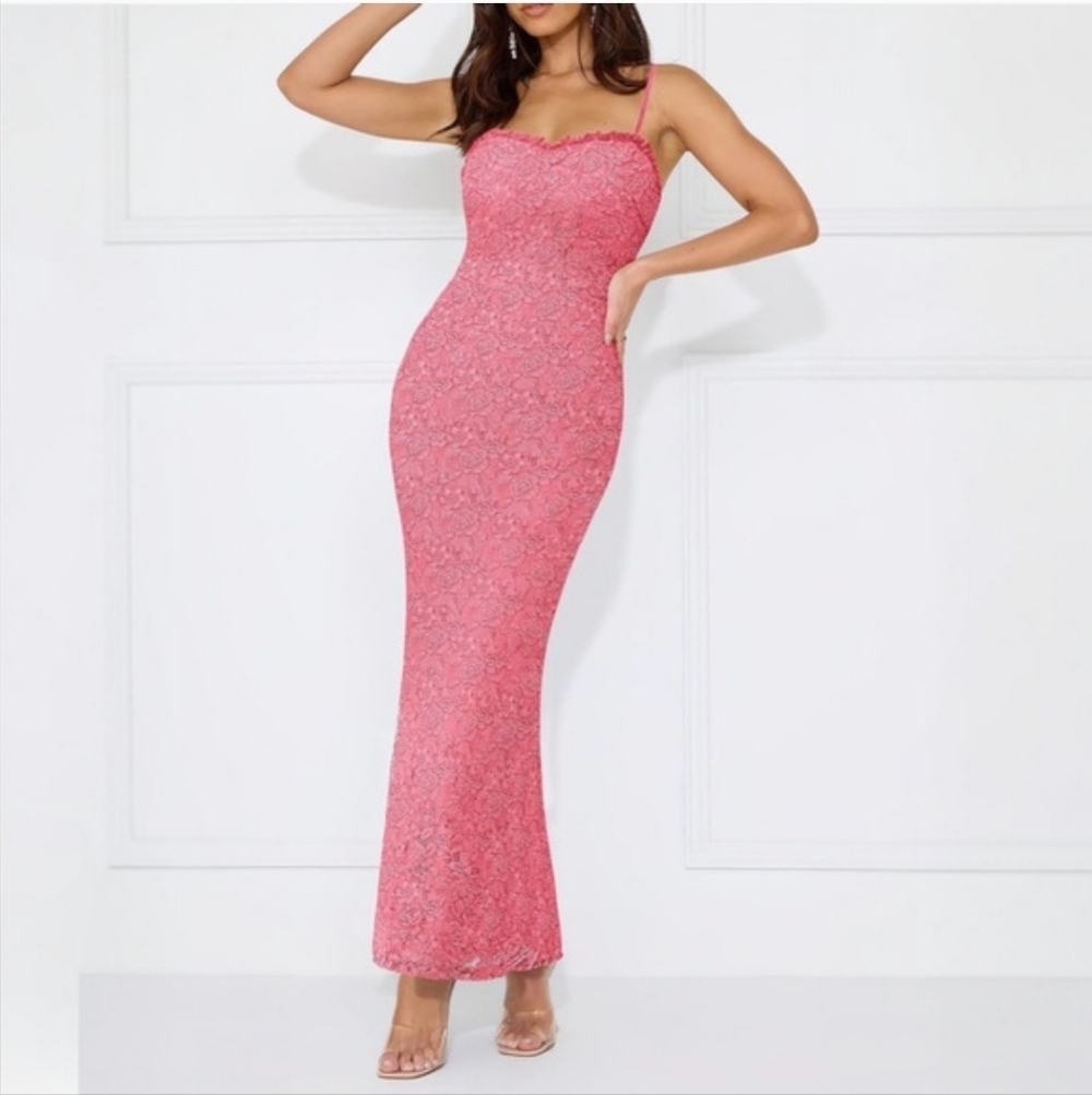 PRETTYGARDEN Lace Floral Bodycon Semi Formal Party Wedding Guest Size M NWT